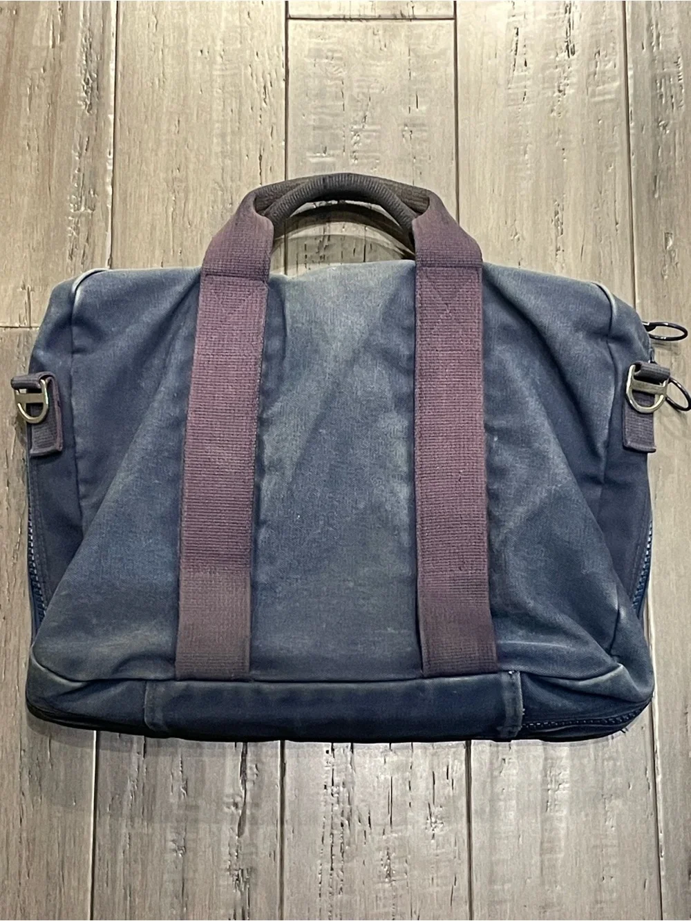 Vintage Lands’ End Square Rigger Canvas Briefcase Laptop Bag Blue Work Tote